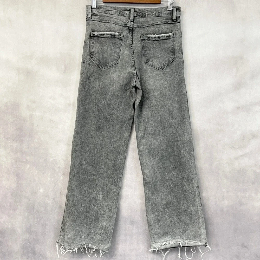 Kensie Jeans The Kaya High Rise Wide Leg Womens 8 Raw Hem Grunge Street Urban